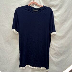 Neil Barrett Crew Neck Layered Navy White Tee Farfetch MSRP $385 NWT Size L